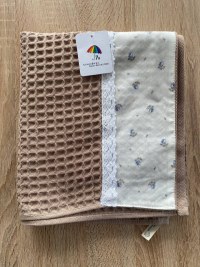 Банное полотенце бежевое 70×140 см с кружевом — купить