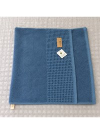 Махровое полотенце с вафельной вставкой 50x90 см синее из 100% хлопка | 7 Я Атмосфера Благополучия
