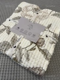 Вафельное покрывало 200x230 см айвори с цветочным узором – 100% хлопок | 7Я Атмосфера Благополучия