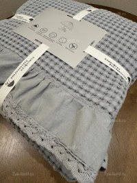 Купить вафельное покрывало 100% хлопок серое 150x200 см | 7Я Атмосфера Благополучия