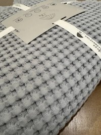 Купить вафельное покрывало 100% хлопок серое 150x200 см | 7Я Атмосфера Благополучия