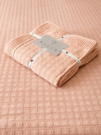 Покрывало хлопковое 150x200 см персиковое купить