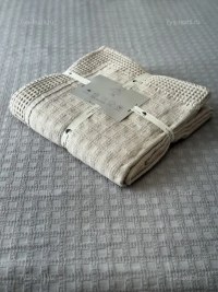 Покрывало хлопковое бежевый, светло-бежевый 150x200 см | 7Я Атмосфера Благополучия