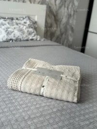 Покрывало хлопковое бежевый, светло-бежевый 150x200 см | 7Я Атмосфера Благополучия