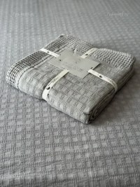 Покрывало хлопковое евро зеленовато-серый;серо-зеленый 200x230 см | 7Я Атмосфера Благополучия