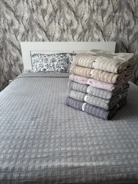 Покрывало хлопковое евро зеленовато-серый;серо-зеленый 200x230 см | 7Я Атмосфера Благополучия