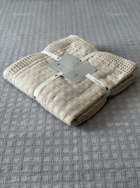 Покрывало хлопковое песочный, медово-бежевый 150x200 см | 7Я Атмосфера Благополучия