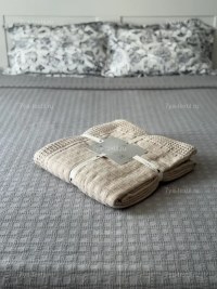 Покрывало хлопковое песочный, медово-бежевый 150x200 см | 7Я Атмосфера Благополучия