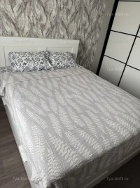 Покрывало муслиновое евро листики светло-бежевое — 100% хлопок, 200×230 см