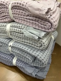 Покрывало вафельное 150x200 см сине-фиолетовое — 100% хлопок | 7Я 