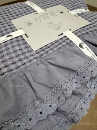Покрывало вафельное 150x200 см сине-фиолетовое — 100% хлопок | 7Я "Атмосфера Благополучия"