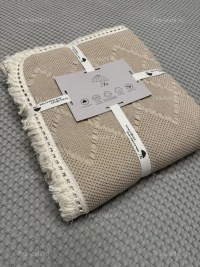 Покрывало вафельное евро 200x230 см, песочный | 7 Я Атмосфера Благополучия