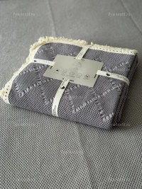 Покрывало вафельное евро 200x230 см, серо-синий | 7 Я Атмосфера Благополучия