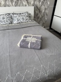 Покрывало вафельное евро 200x230 см, серо-синий | 7 Я Атмосфера Благополучия