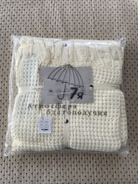 Вафельное покрывало белое 150×200, купить с рюшами