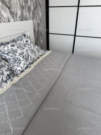 Вафельное покрывало бежевое 200×230 см — хлопковый плед евро | 7Я «Атмосфера Благополучия»