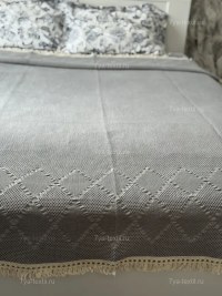 Вафельное покрывало бежевое 200×230 см — хлопковый плед евро | 7Я «Атмосфера Благополучия»