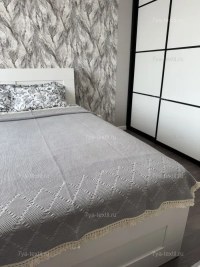 Вафельное покрывало бежевое 200×230 см — хлопковый плед евро | 7Я «Атмосфера Благополучия»