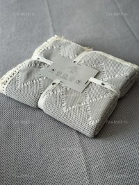 Вафельное покрывало мятно-серое 200×230 см — хлопковый плед евро | 7Я «Атмосфера Благополучия»