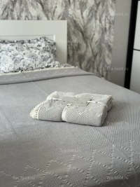 Вафельное покрывало мятно-серое 200×230 см — хлопковый плед евро | 7Я «Атмосфера Благополучия»