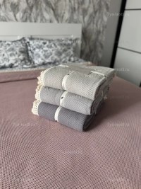 Вафельное покрывало мятно-серое 200×230 см — хлопковый плед евро | 7Я «Атмосфера Благополучия»