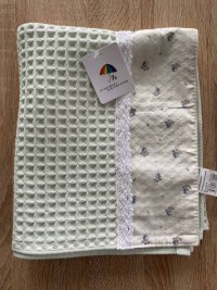 Вафельное полотенце мятное для лица 50×90 см, быстро сохнет