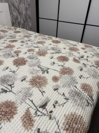 Вафельное покрывало 200x230 см айвори с цветочным узором – 100% хлопок | 7Я Атмосфера Благополучия